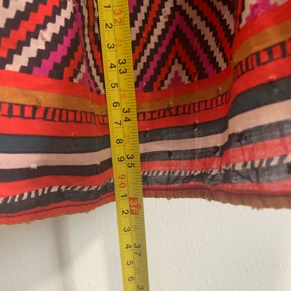 ZARA Boho Tunic Dress L Ikat Tribal Print Long Sleeve Button Cuff - Picture 12 of 15